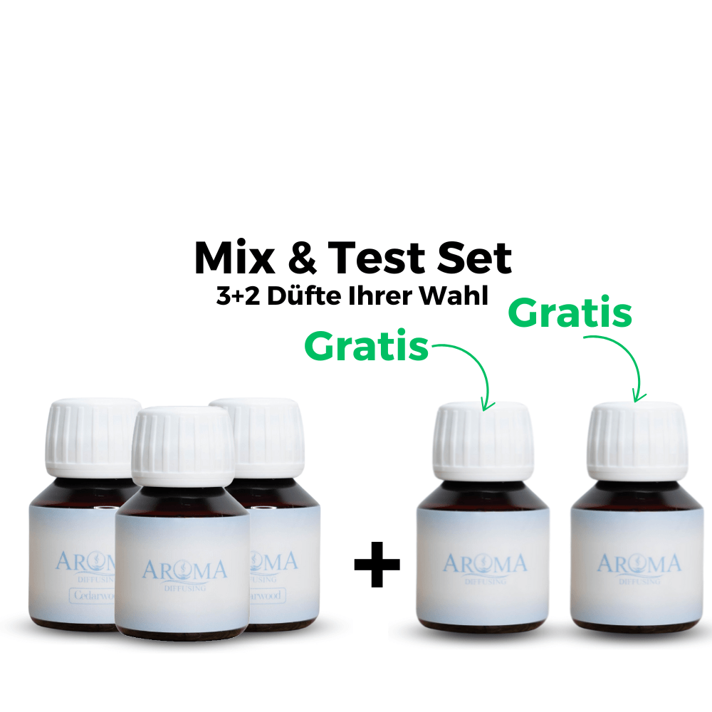3+2 Gratis SALE - Mix and Test Set 5x 50 ml Duftöl - AromaDiffusing