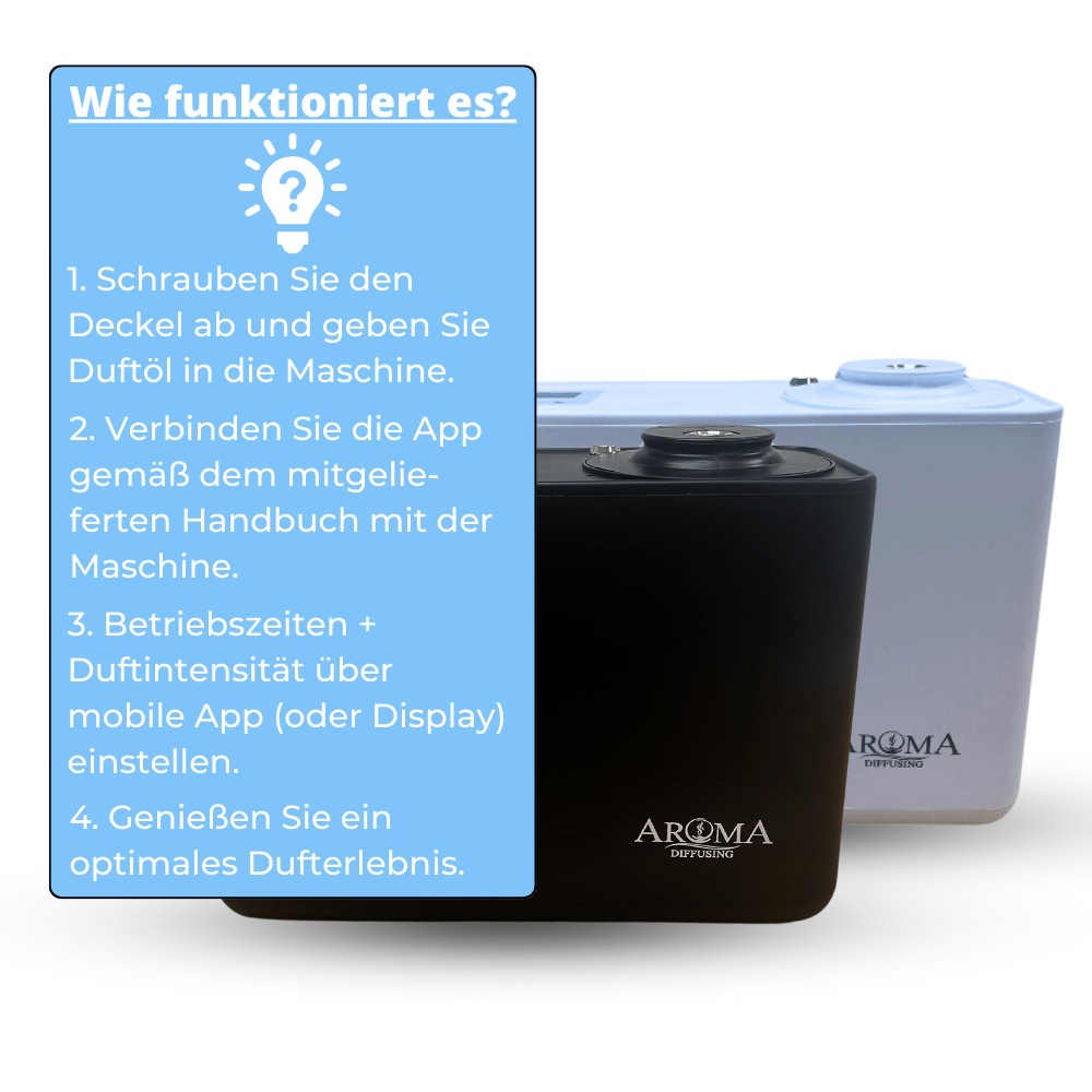 Leistungsstarker Aroma-Smart-Diffusor für Räume bis zu 200 m², mit Farbbeleuchtung und App-Steuerung