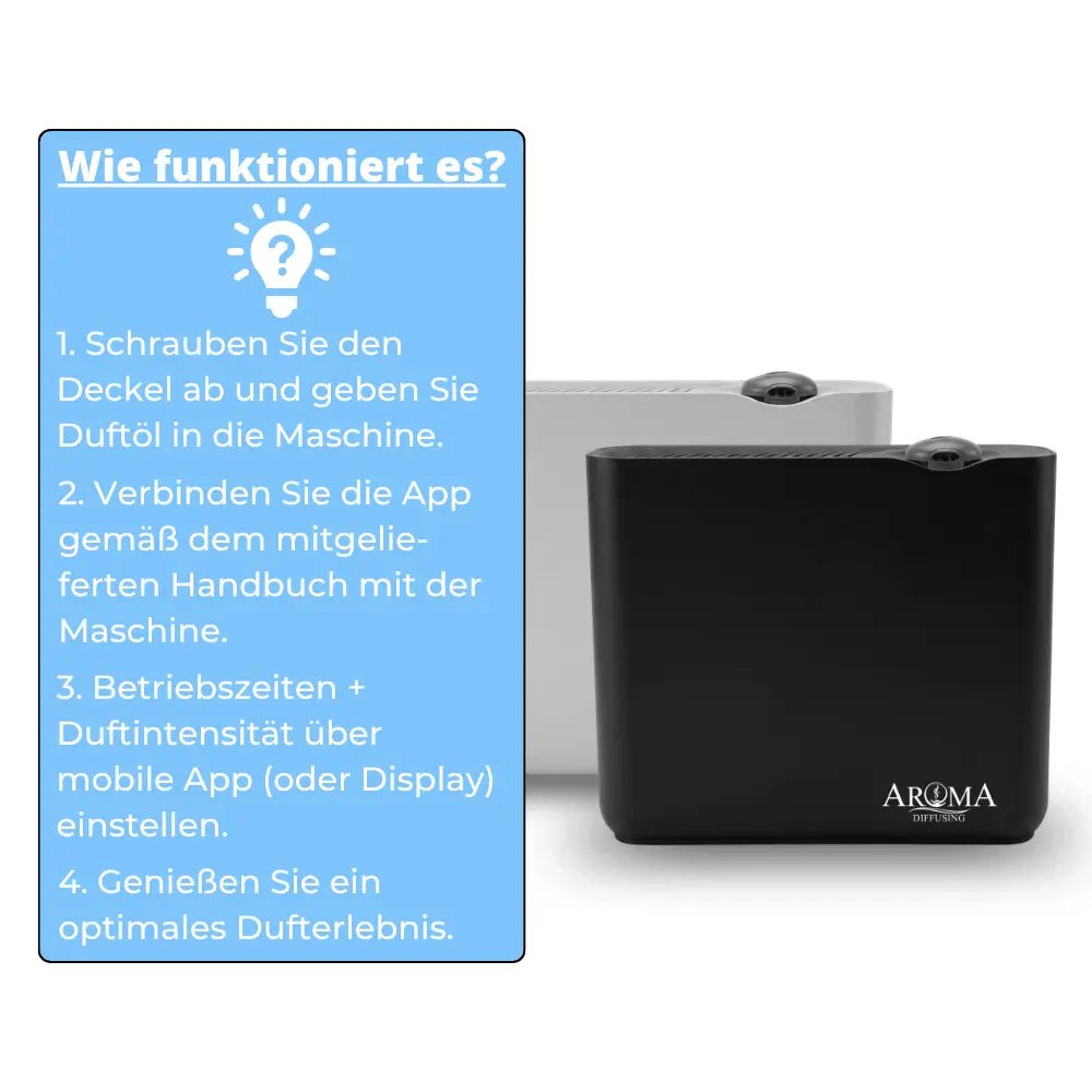 Leistungsstarker Aroma-Smart-Diffusor für Räume bis zu 200 m², mit Farbbeleuchtung und App-Steuerung